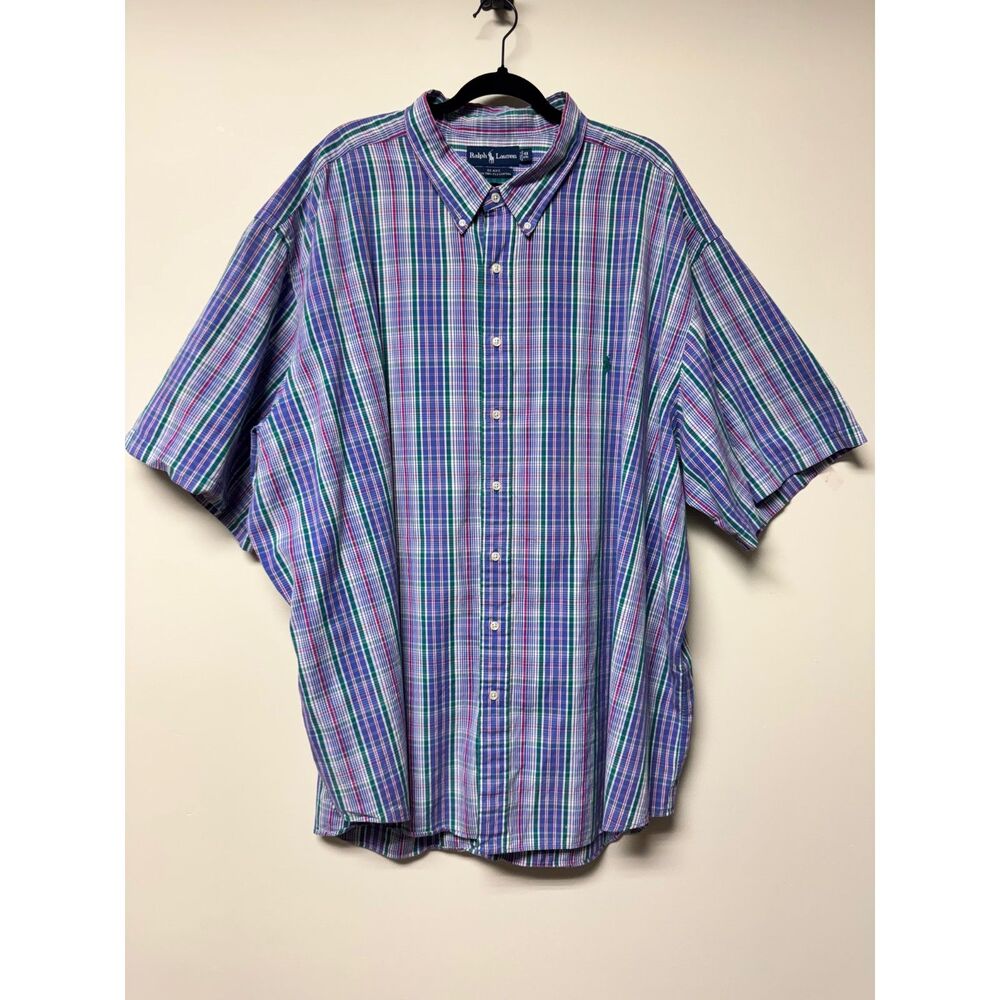 VTG - RALPH LAUREN Blake 100% 2-Ply Cotton Plaid Short Sleeve Button Down, Sz 4X